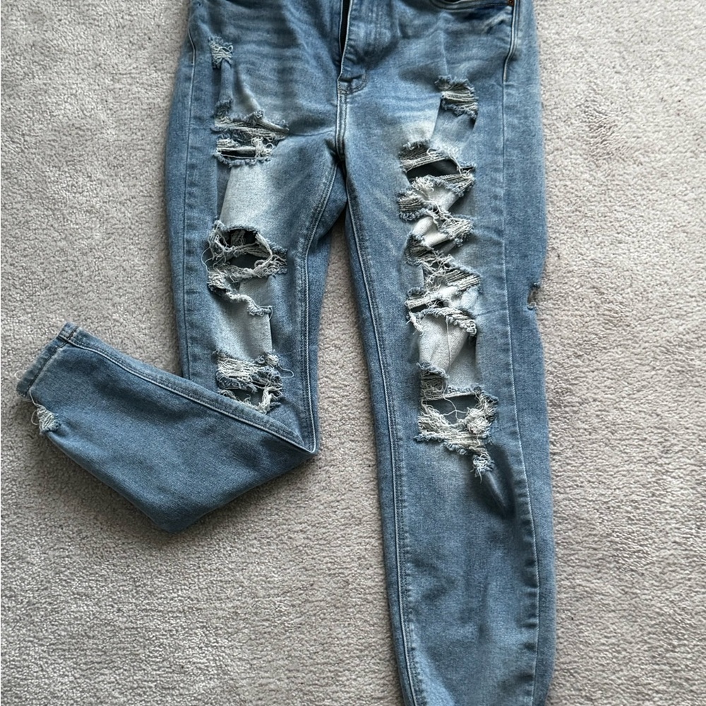 Distressed Blue Jeans